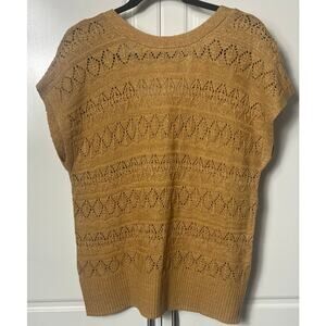 Maurices Knit Open Stitch Reversible V-Neck Sweater Dark Yellow Size L  NWT
